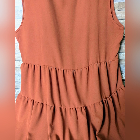 New Dark Orange Tiered Hi Lo Sleeveless Dress or Tunic - Picture 14 of 14